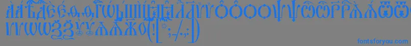 フォントIrmologionCapsUcs – 灰色の背景に青い文字