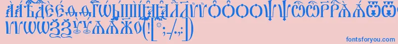 IrmologionCapsUcs-fontti – siniset fontit vaaleanpunaisella taustalla