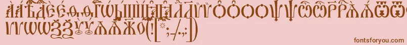 フォントIrmologionCapsUcs – ピンクの背景に茶色のフォント