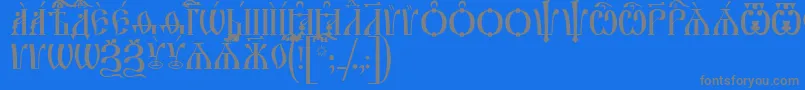 フォントIrmologionCapsUcs – 青い背景に灰色の文字
