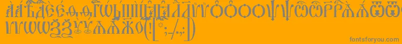 フォントIrmologionCapsUcs – オレンジの背景に灰色の文字