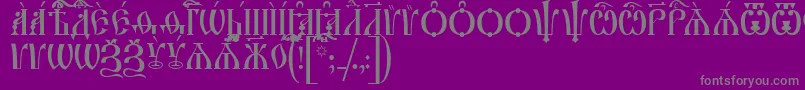 IrmologionCapsUcs-fontti – harmaat kirjasimet violetilla taustalla