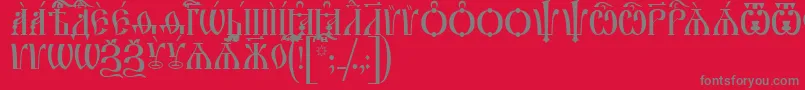 IrmologionCapsUcs-Schriftart – Graue Schriften auf rotem Hintergrund