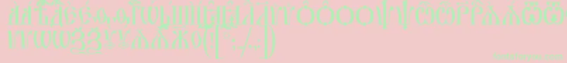 IrmologionCapsUcs-fontti – vihreät fontit vaaleanpunaisella taustalla