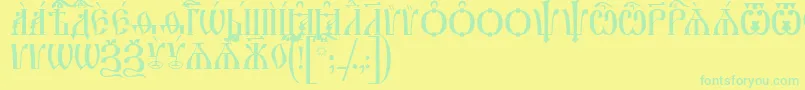 フォントIrmologionCapsUcs – 黄色い背景に緑の文字