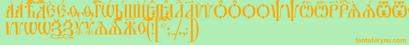 Шрифт IrmologionCapsUcs – оранжевые шрифты на зелёном фоне