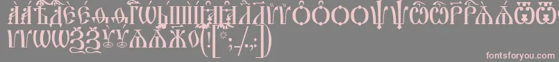 フォントIrmologionCapsUcs – 灰色の背景にピンクのフォント