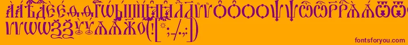 IrmologionCapsUcs-Schriftart – Violette Schriften auf orangefarbenem Hintergrund