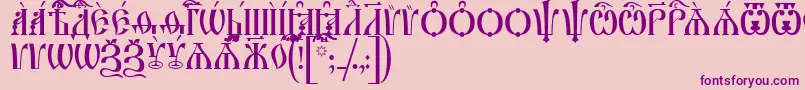 IrmologionCapsUcs-fontti – violetit fontit vaaleanpunaisella taustalla