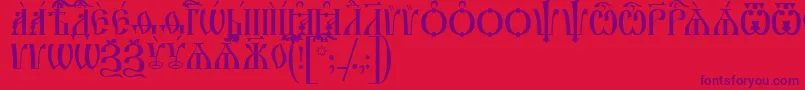 IrmologionCapsUcs-fontti – violetit fontit punaisella taustalla