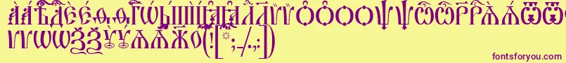 Шрифт IrmologionCapsUcs – фиолетовые шрифты на жёлтом фоне