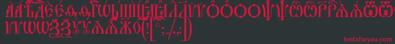 フォントIrmologionCapsUcs – 黒い背景に赤い文字