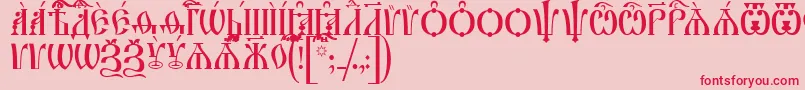 フォントIrmologionCapsUcs – ピンクの背景に赤い文字