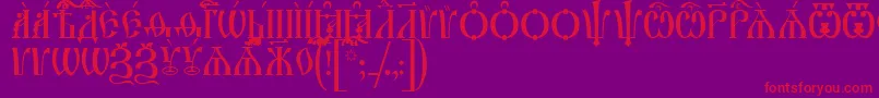 Fonte IrmologionCapsUcs – fontes vermelhas em um fundo violeta