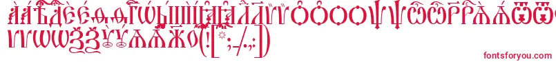 IrmologionCapsUcs-Schriftart – Rote Schriften auf weißem Hintergrund