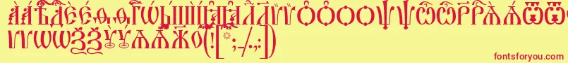 IrmologionCapsUcs-fontti – punaiset fontit keltaisella taustalla