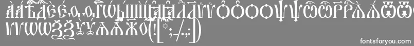 IrmologionCapsUcs-fontti – valkoiset fontit harmaalla taustalla