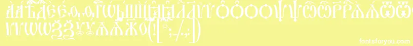 IrmologionCapsUcs-Schriftart – Weiße Schriften auf gelbem Hintergrund