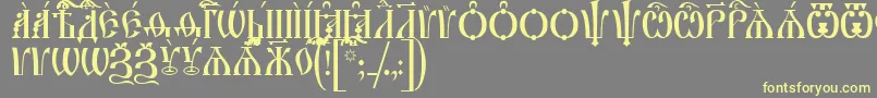 IrmologionCapsUcs-fontti – keltaiset fontit harmaalla taustalla