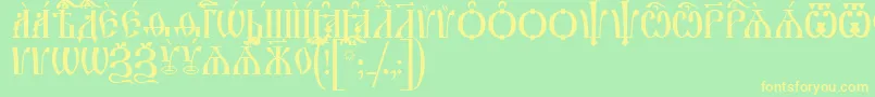 IrmologionCapsUcs-Schriftart – Gelbe Schriften auf grünem Hintergrund