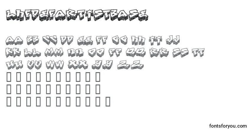 Czcionka LhfDefArtistBase – alfabet, cyfry, specjalne znaki