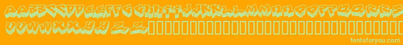 LhfDefArtistBase-Schriftart – Grüne Schriften auf orangefarbenem Hintergrund