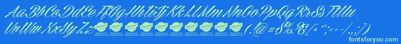 CellosscriptPersonaluse Font – Green Fonts on Blue Background