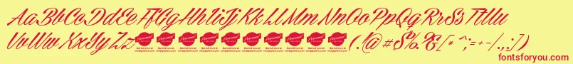 CellosscriptPersonaluse Font – Red Fonts on Yellow Background