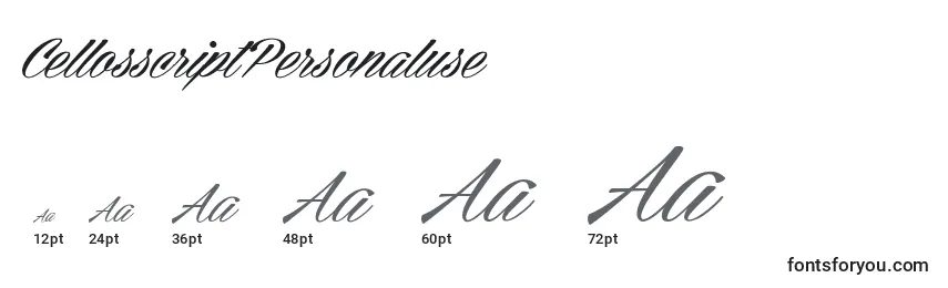 Размеры шрифта CellosscriptPersonaluse