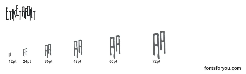 Etiketafont font sizes