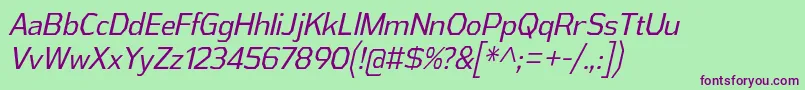 Шрифт AthabascaCdBkIt – фиолетовые шрифты на зелёном фоне