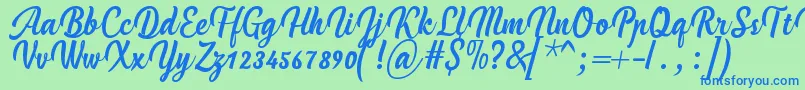 Czcionka HandycheeraRegular – niebieskie czcionki na zielonym tle