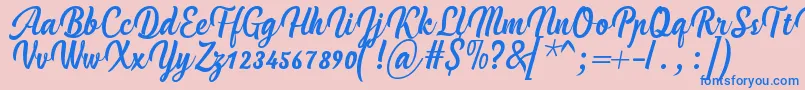 Fonte HandycheeraRegular – fontes azuis em um fundo rosa