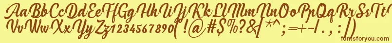 HandycheeraRegular Font – Brown Fonts on Yellow Background