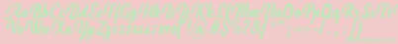 HandycheeraRegular Font – Green Fonts on Pink Background