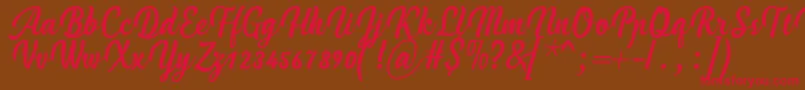 HandycheeraRegular-Schriftart – Rote Schriften auf braunem Hintergrund