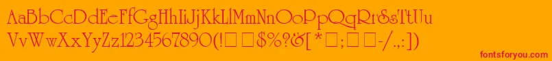 UniversityRomanMedium-Schriftart – Rote Schriften auf orangefarbenem Hintergrund