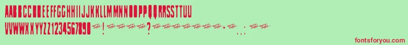 Celofan-Schriftart – Rote Schriften auf grünem Hintergrund