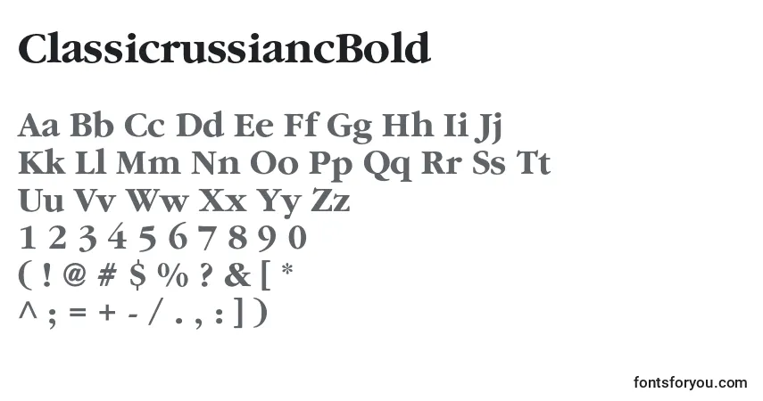 Czcionka ClassicrussiancBold – alfabet, cyfry, specjalne znaki