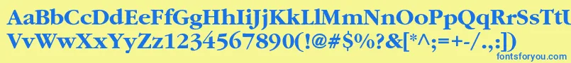 フォントClassicrussiancBold – 青い文字が黄色の背景にあります。