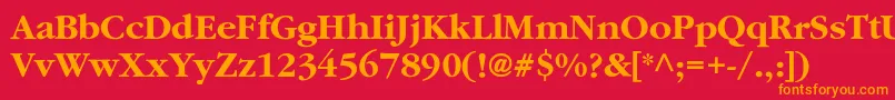 フォントClassicrussiancBold – 赤い背景にオレンジの文字