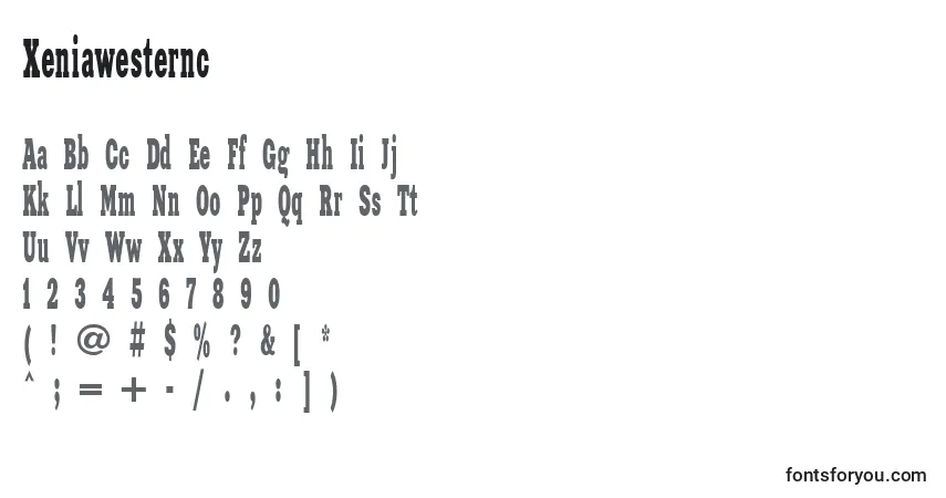 Schriftart Xeniawesternc – Alphabet, Zahlen, spezielle Symbole