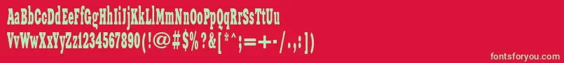 フォントXeniawesternc – 赤い背景に緑の文字