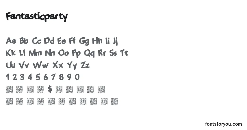 Schriftart Fantasticparty – Alphabet, Zahlen, spezielle Symbole