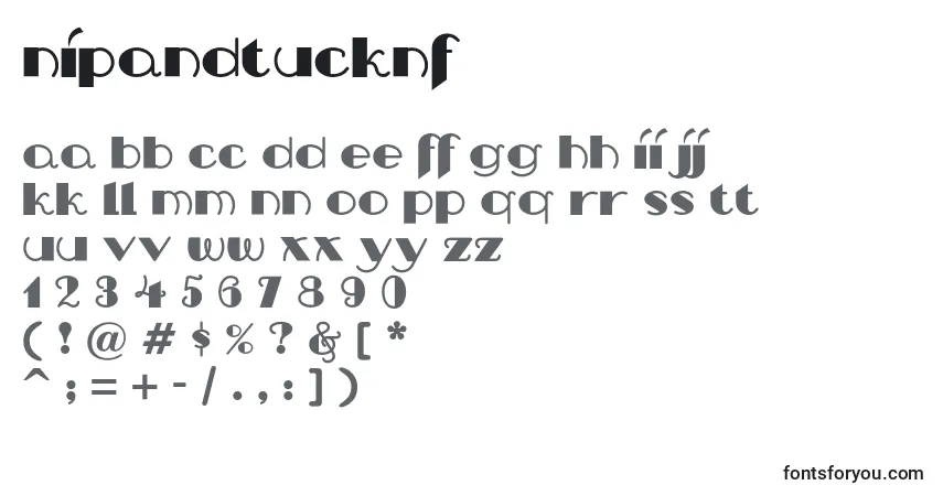 Schriftart Nipandtucknf – Alphabet, Zahlen, spezielle Symbole