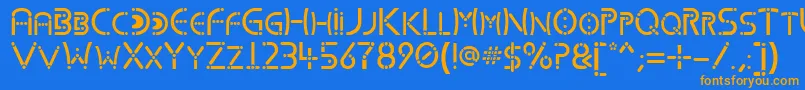 フォントKharnorricRoyal – オレンジ色の文字が青い背景にあります。