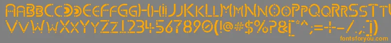 フォントKharnorricRoyal – オレンジの文字は灰色の背景にあります。