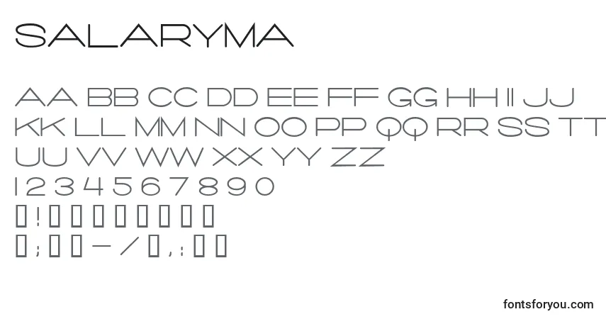 Schriftart Salaryma – Alphabet, Zahlen, spezielle Symbole