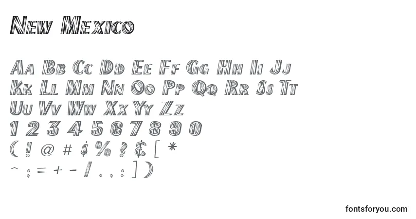 A fonte New Mexico – alfabeto, números, caracteres especiais
