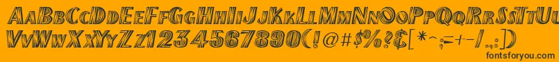 New Mexico-Schriftart – Schwarze Schriften auf orangefarbenem Hintergrund